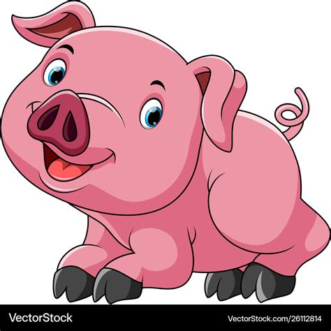 Cute Pink Pig Cartoon Royalty Free Vector Image