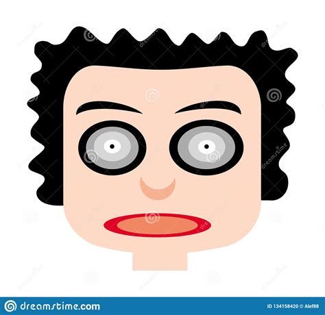 Funny Face Of A Boy With Big Crazy Eyes Cartoon Drawing Vector Stock