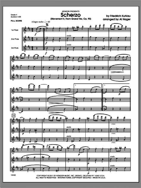 Kuhlau Scherzo Movement Ii From Grand Trio Op 90 Sheet Music