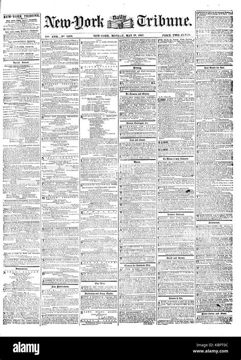 1857 05 18 New York Daily Tribune P1 Stock Photo Alamy