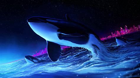 Dolphin Night Orca Whale Live Wallpaper Wallpaperwaifu