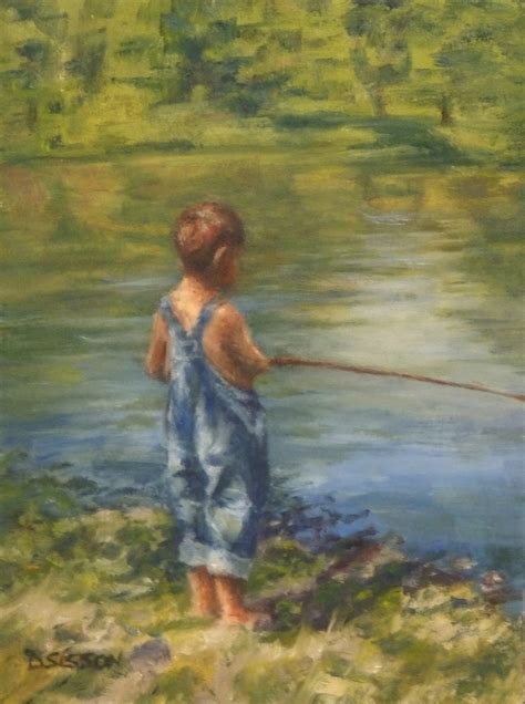 Daily Painting Projects Young Fisherman Oil Painting Portrait Boy Cane