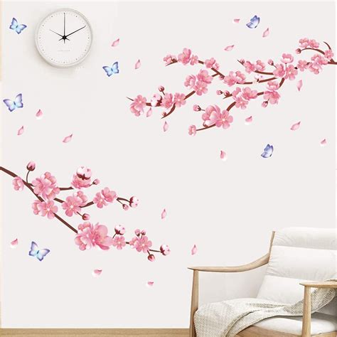 Buy Supzone Cherry Blossom Wall Sticker Japanese Sakura Wall Decal Pink