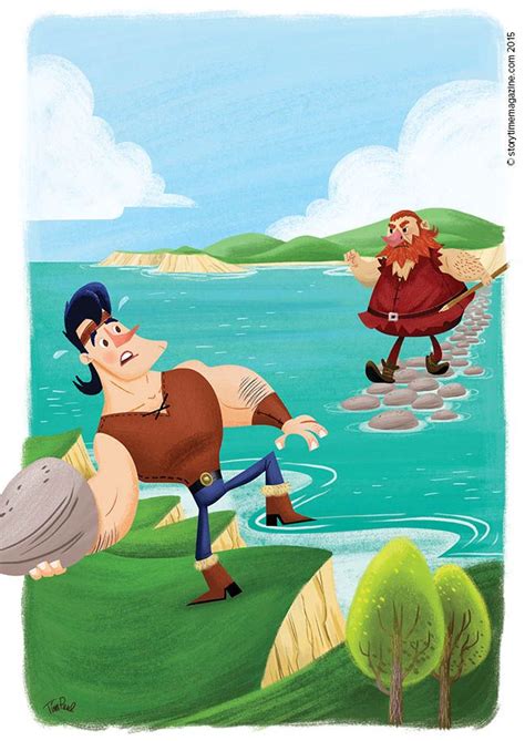 The Giant Benandonner Coming To Get Irish Finn Maccool Illustration By