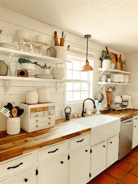 Simple Open Shelving Styling Rustic Kitchen Cottage Kitchen Decor