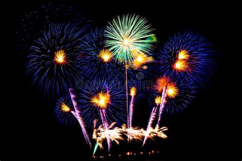 Beautiful Fireworks Display On Black Sky Stock Photo Image Of Light