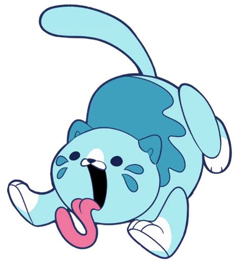 A Cartoon Cat With Its Tongue Out And Mouth Wide Open Jumping In The Air