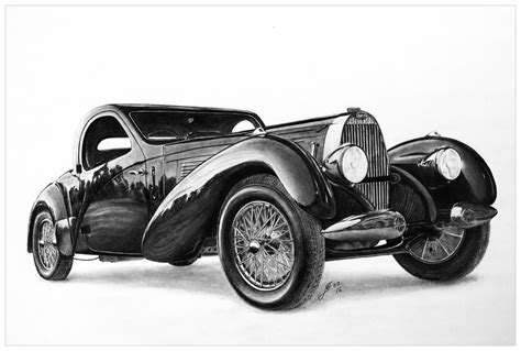 Vintage Bugatti Car Pencil Drawing By Jooleya On Deviantart