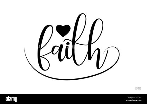 Faith Word Text With Black And White Love Heart Suitable For Card