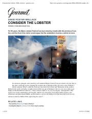 Consider The Lobster David Foster Wallace Pdf Consider The Lobster S Archive Course