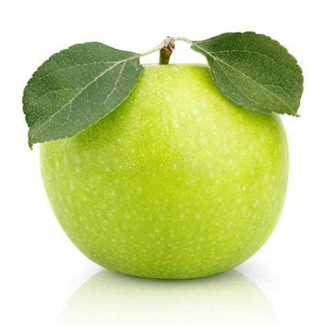 Pomme Verte Avec La Feuille Disolement Sur Un Blanc Photo Stock