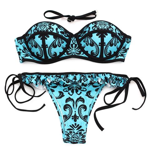 2017 Sexy Brazilian Women Swimsuit Print Bikini Floral Swimsuit Women Halter Swimwear Push Up