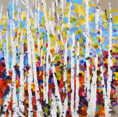 Palette Knife Painters Abstract Aspens By Kay Wyne Watercolor