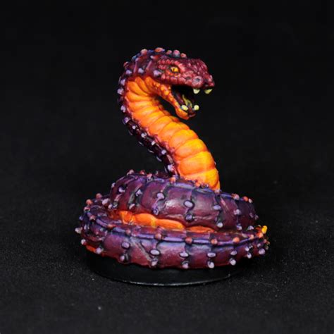 Painted Dnd Miniature Gian Snake Dandd Dungeons And Dragons Miniature