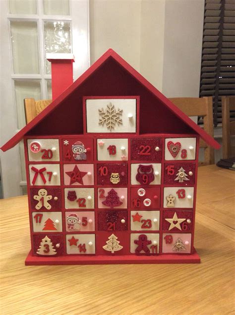 Wooden Advent Calendar With Lights And Boxes