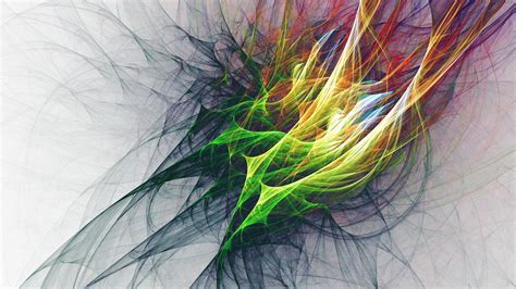 Colorful Abstract Digital Art Smoke White Background Lines