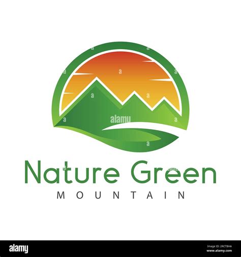 Nature Green Mountain Logo Design Outdoor Adventure Logotype Stock