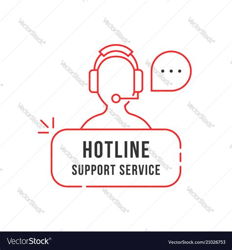 Red Thin Line Hotline Support Service Logo Vector Image
