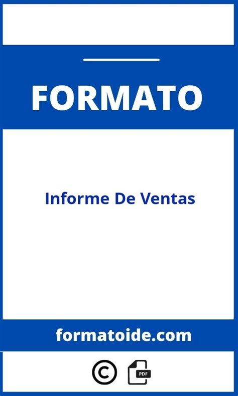 Formato De Informe De Ventas Pdf Modelo Word
