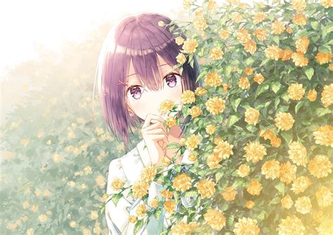 Anime Girl Flowers Wallpapers Top Free Anime Girl Flowers Backgrounds