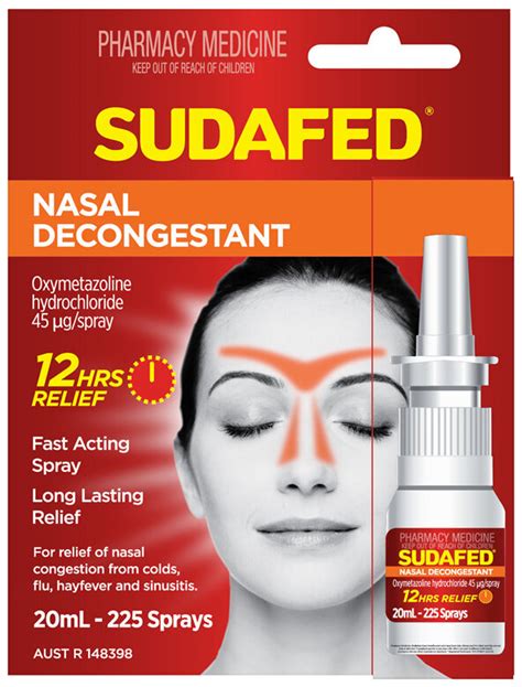 Sudafed Nasal Decongestant Sinus Relief Spray 20ml Galluzzos Chemist