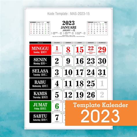 Jual Desain Kalender 2023 Lengkap Dengan Kalender Jawa Hijriyah 1444