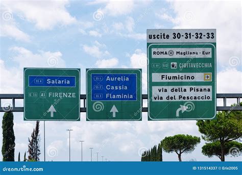 Traffic Sign On The Road In Rome In Italy Stock Image Image Of