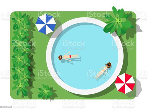 Top View Of The Swimming Pool Stock Illustration Download Image Now Backgrounds Blue