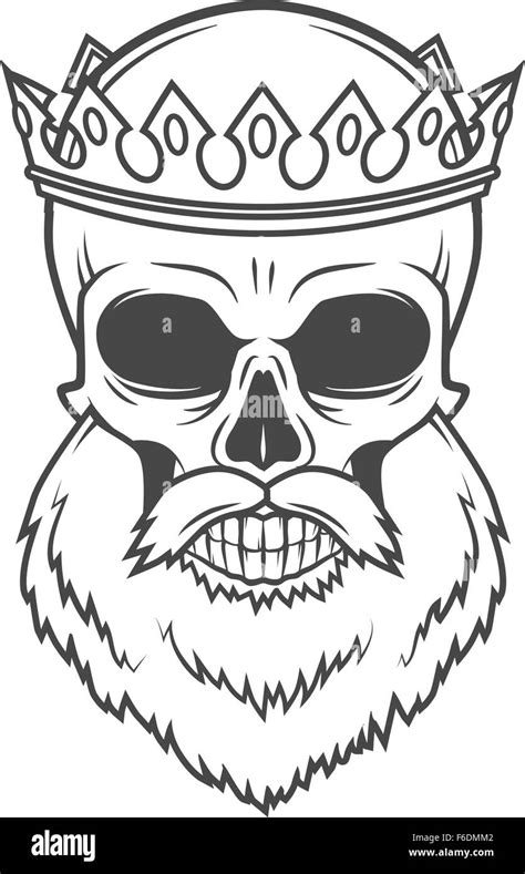 Bearded Skull King With Crown Vector Design Vintage Royal Old Man