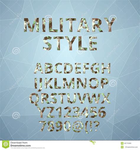 Perfect for recreating the look of old handwritten letters and historical documents. Polygon Alphabet With Military Font Style. Stock ...