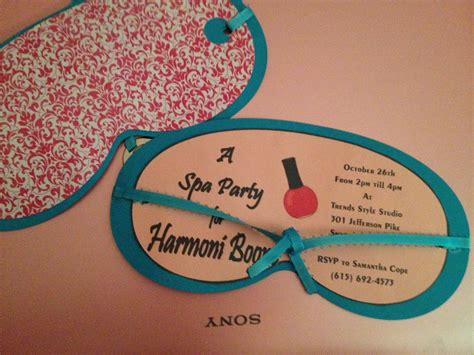 The Eye Mask Invitations I Made For My Nieces Birthday They Turned