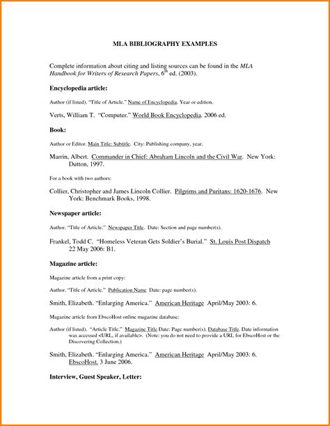 Mla Bibliography Example And Citations