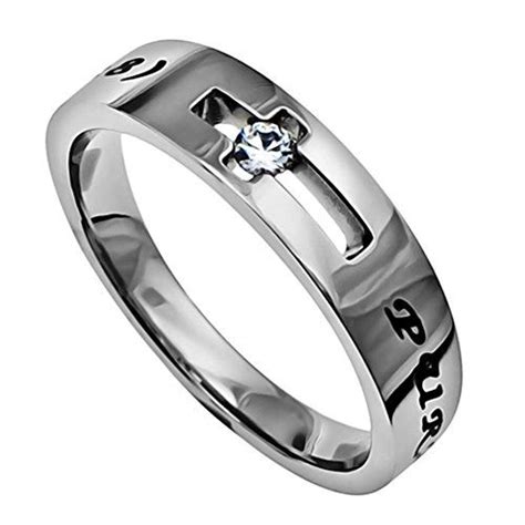 Purity Ring For Girls Stainless Steel Jesus Faith Quote On Beatitudes