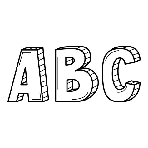 The Letters Abc In Doodle Style Hand Drawn Black And White Vector