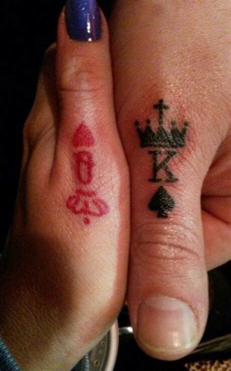 king and queen of hearts tattoo tattoo finger tattoos matching tattoos cute couple tattoos