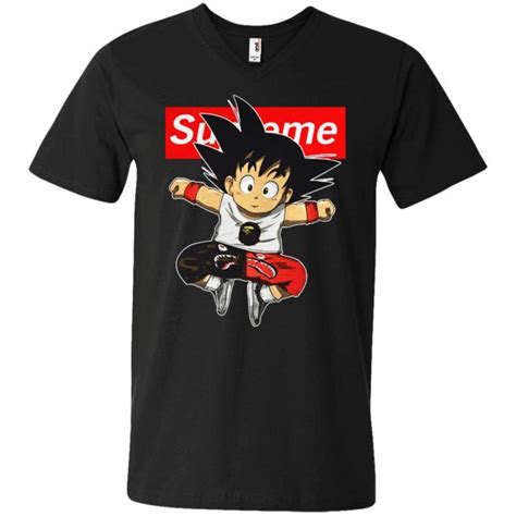 Supreme Dbz Hypebeast Goku V Neck T Shirt Shop Supreme X Dragon Balls