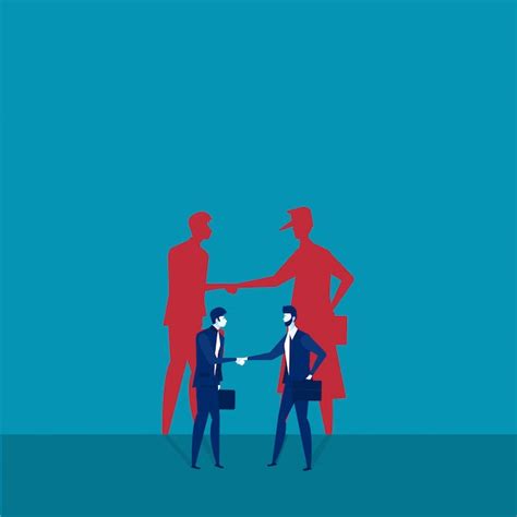 Premium Vector Two Businessmen Shaking Hands With Shadow