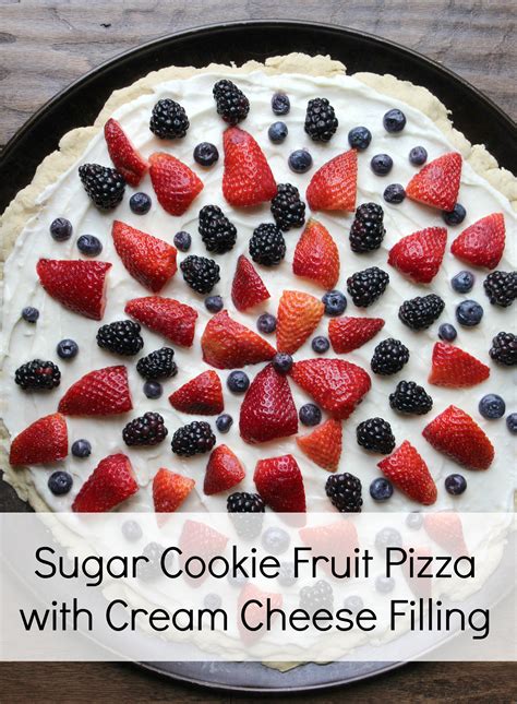 Sugar Cookie Fruit Pizza With Cream Cheese Filling Baking With Mom
