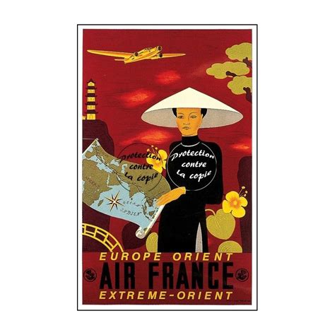 Rare.notez que tokyo s'écrit ici tokio. AIR FRANCE : "EXTRêME-ORIENT" - Ré-EDITION 63x100cm d'1 ...