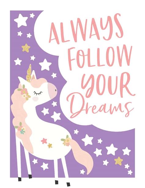 Always Follow Your Dreams Printable Unicorn Quote