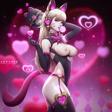 Rule 34 1girls Alternate Costume Black Cat Dva Blonde Hair Breasts Breasts Out Bubblegum Cat