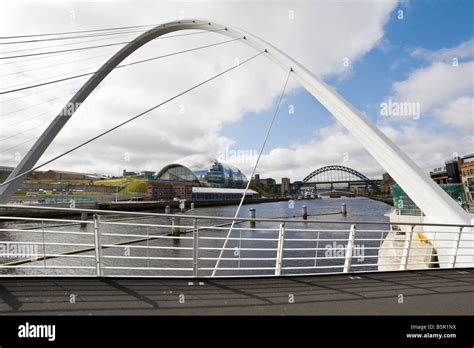 The Gateshead Millennium Bridge Over The River Tyne Newcastlegateshead