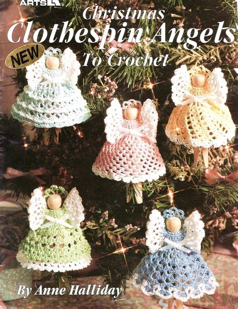 christmas clothespin angels crochet patterns book ornaments holiday
