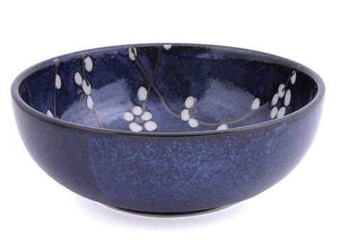 Large Royal Blue Ceramic Bowl Handmade Pottery Serving Bowl Asian