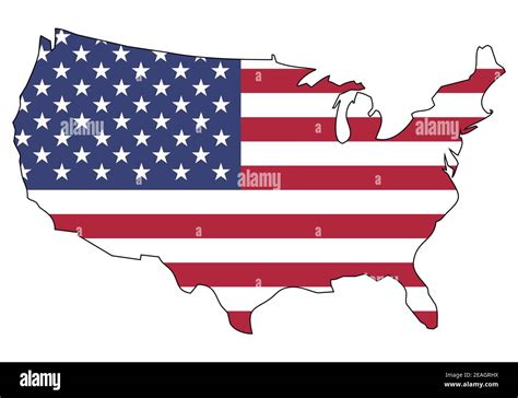 Mapa De Estados Unidos De América Con Bandera Contorno De Un Estado