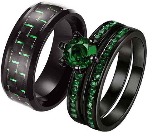 Https://tommynaija.com/wedding/black And Green Wedding Ring Sets