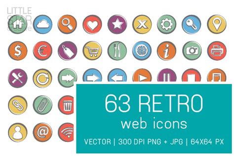 Retro Social Media Icons Pre Designed Illustrator Graphics Creative