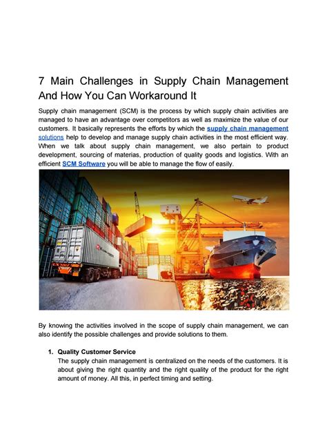 7 Main Challenges In Supply Chain Management And How You Can Workaround