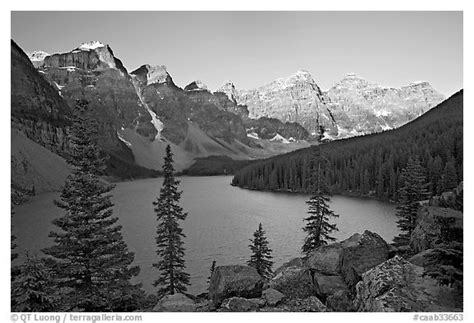 Black And White Picturephoto Wenkchemna Peaks Above Moraine Lake Sunrise Banff National Park