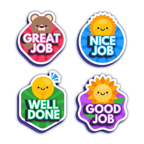Free Vector Flat Good Job And Great Job Sticker Collection